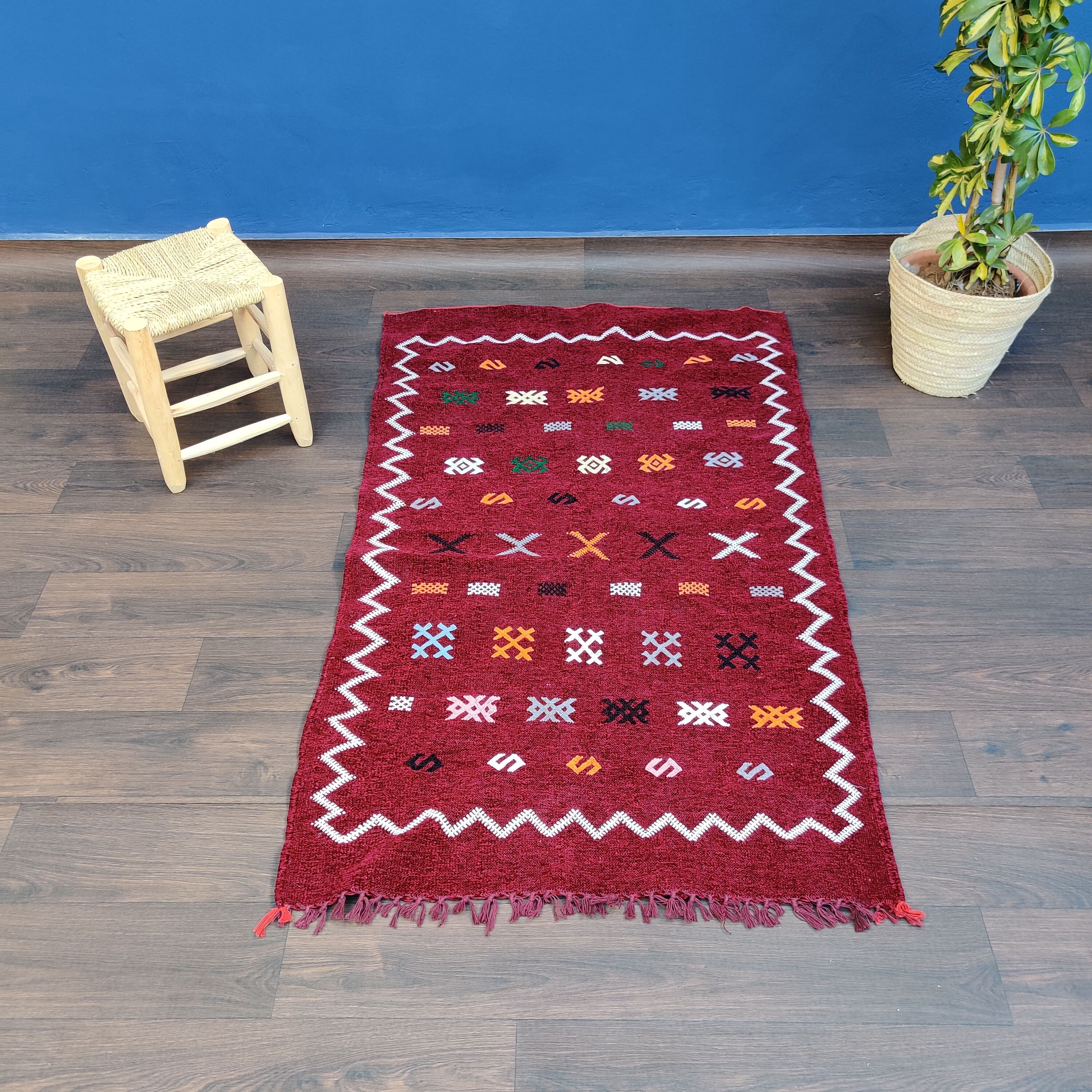 Moroccan Berber carpet handmade Ethnic edge 95x160 cm