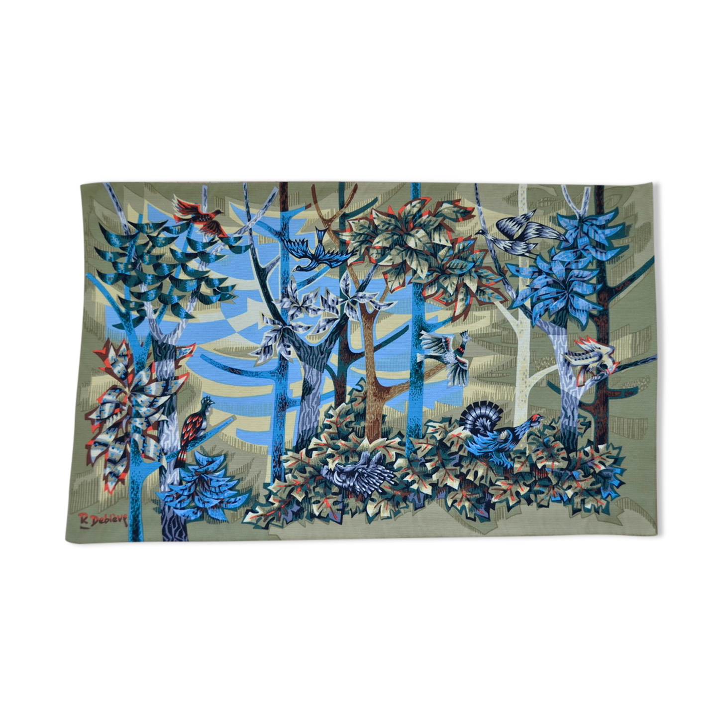 Silkscreened tapestry "The Forest" by Robert Debiève