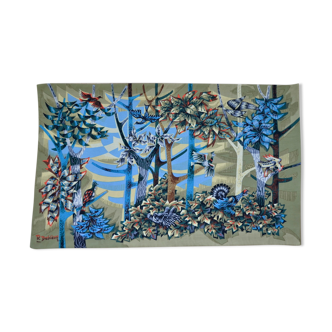 Silkscreened tapestry "The Forest" by Robert Debiève