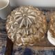 Trio of golden globe wall or ceiling lights