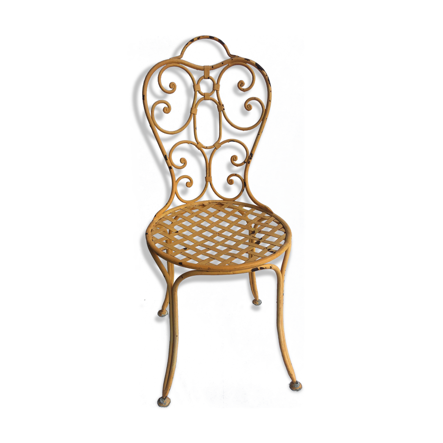 Chaise en fer  assise tressée fin 19e