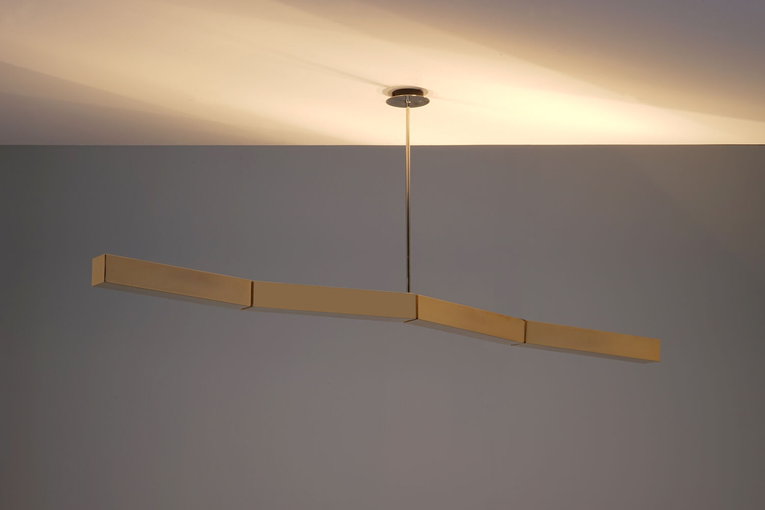 Postmodern hanging lamp in golden metal circa 1980