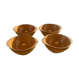 4 bowls in eared stoneware, vintage Gien France sandstone