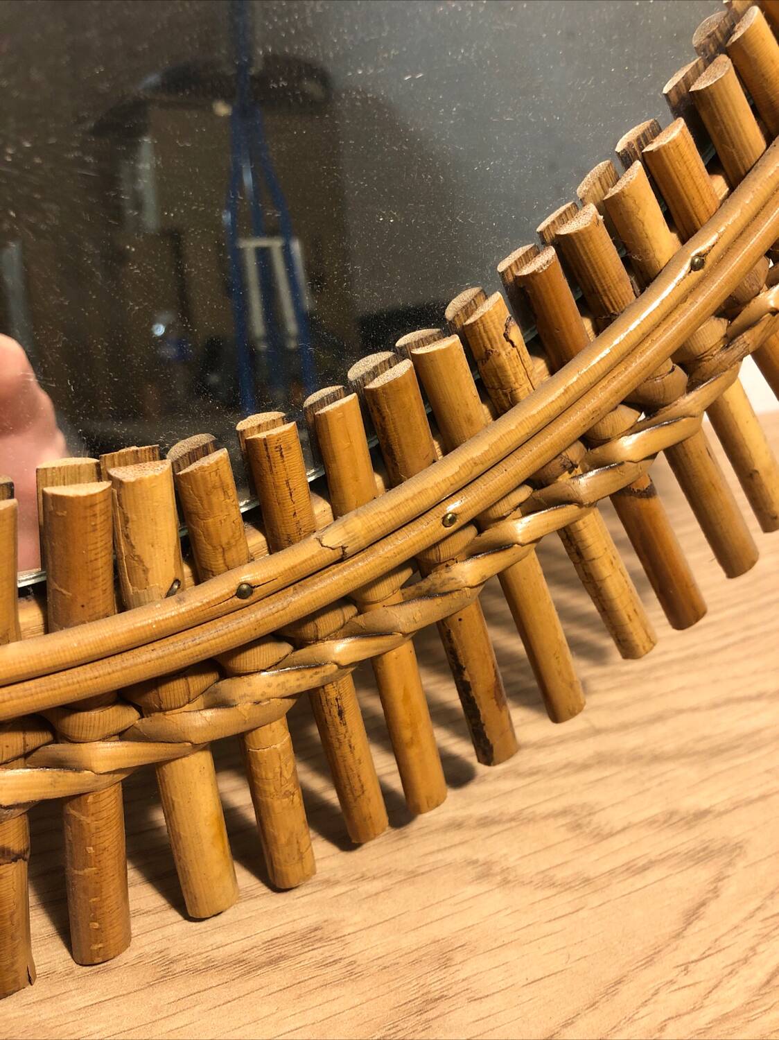 Wicker Rattan Sun Mirror Vintga Italy Circa 1950