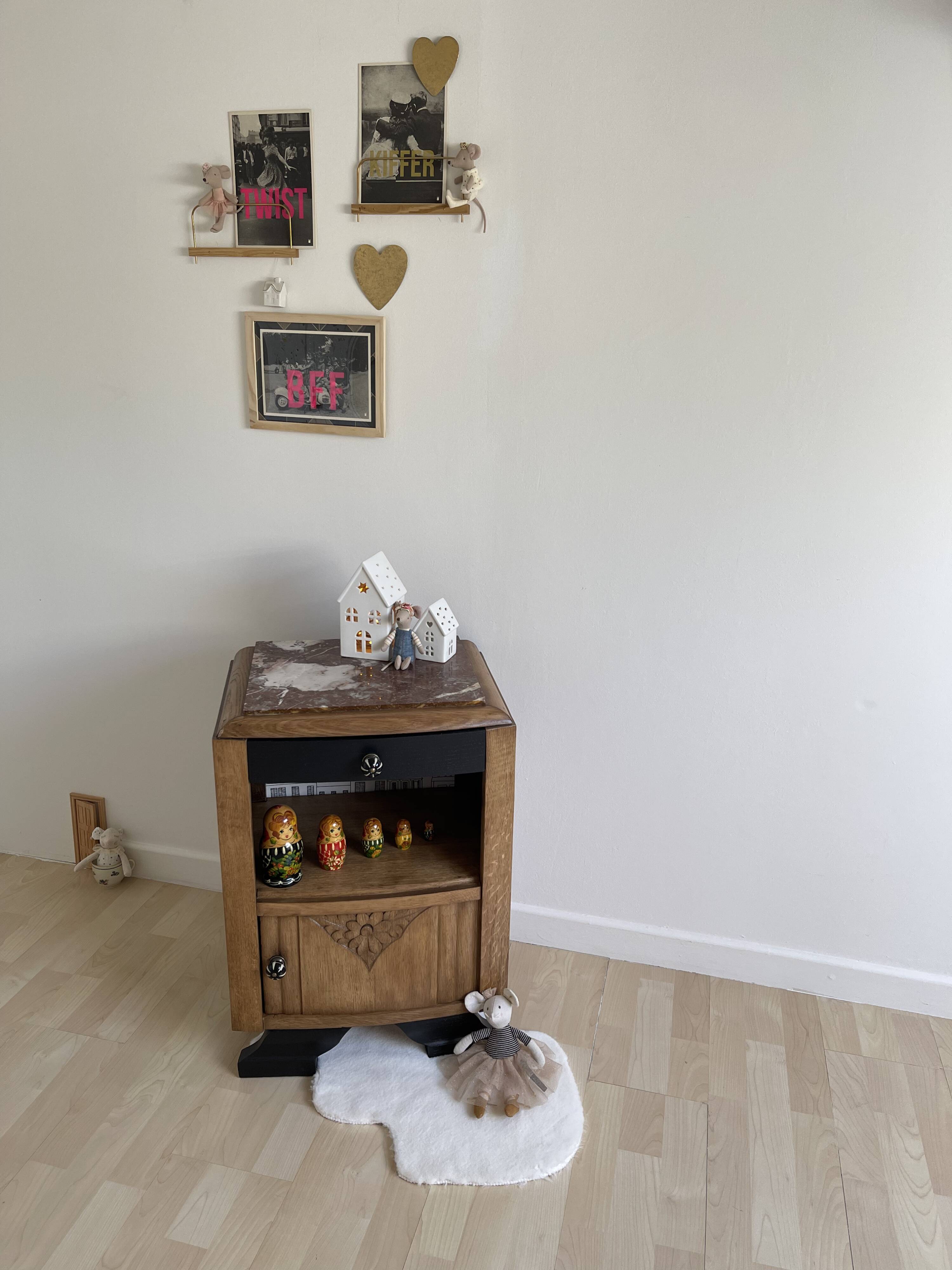 black Art Deco bedside table