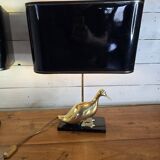 Paire de lampes années 70 à poser  figurant un canard en laiton