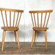 Pair of Scandinavian chair fabric light wood flower feet compasses