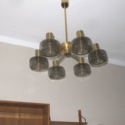 Large brass and glass chandelier by Hans-Agne Jakobsson, Sweden 1960s