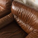 Paire fauteuils cuir camel