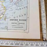 Russian and Chinese Empires, period map, 1887, Authentic.