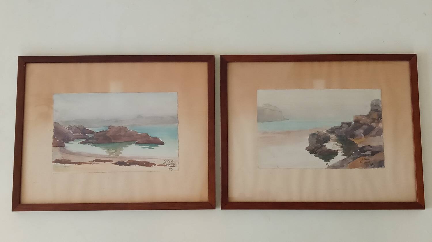 Paire d'acquarelles de Saint Gast, 1947, signées FG