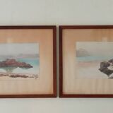 Pair of watercolors by Saint Gast, 1947, signed FG