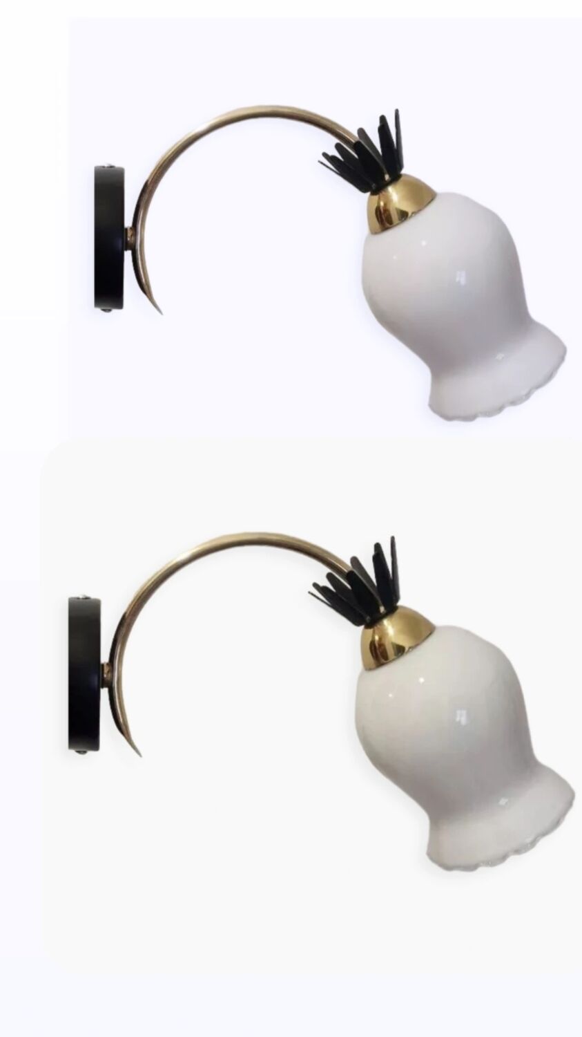 Duo appliques en opaline laiton finition noir