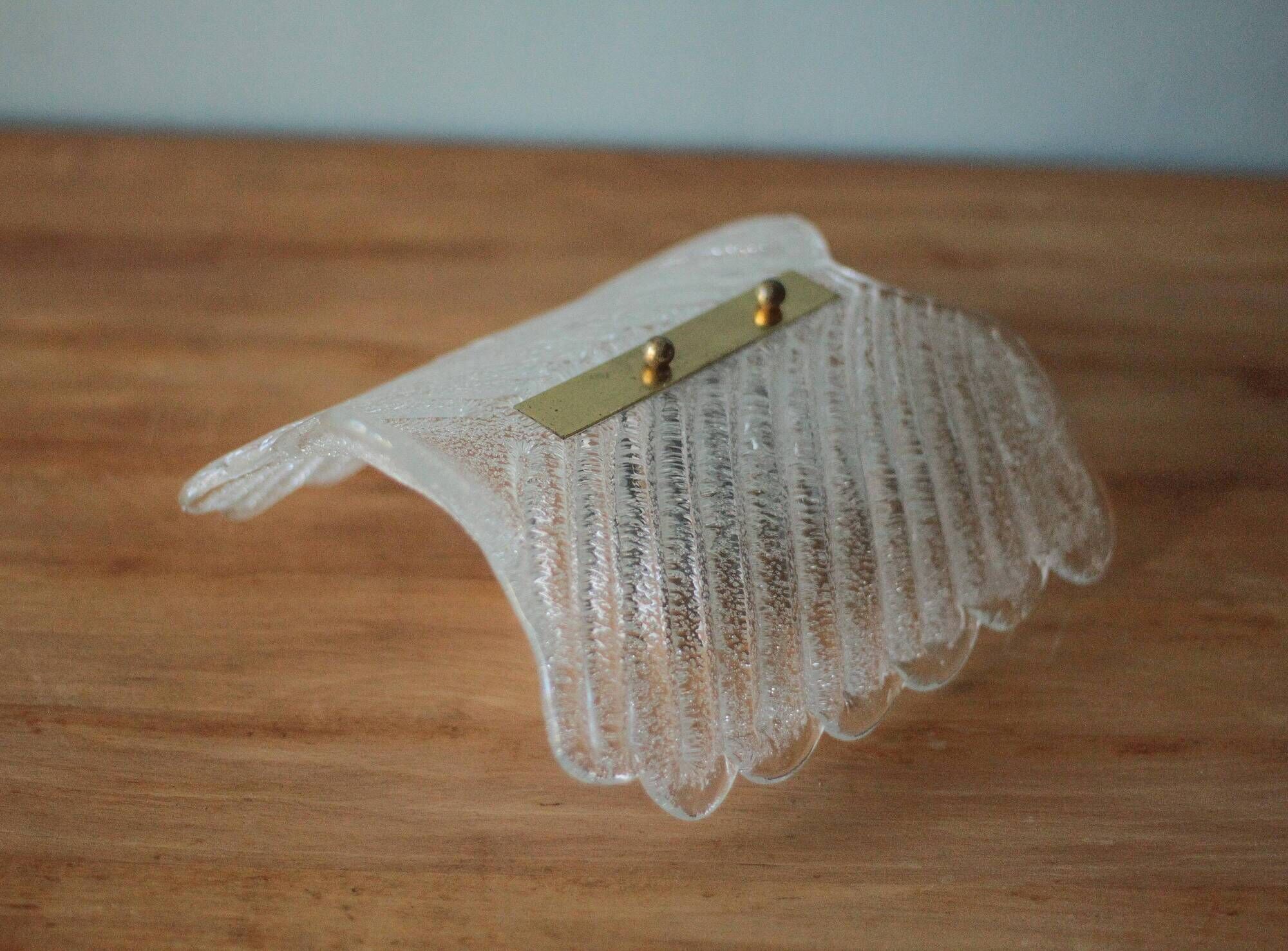 Fischer Leuchten vintage wall light, thick glass and brass wall sconce.