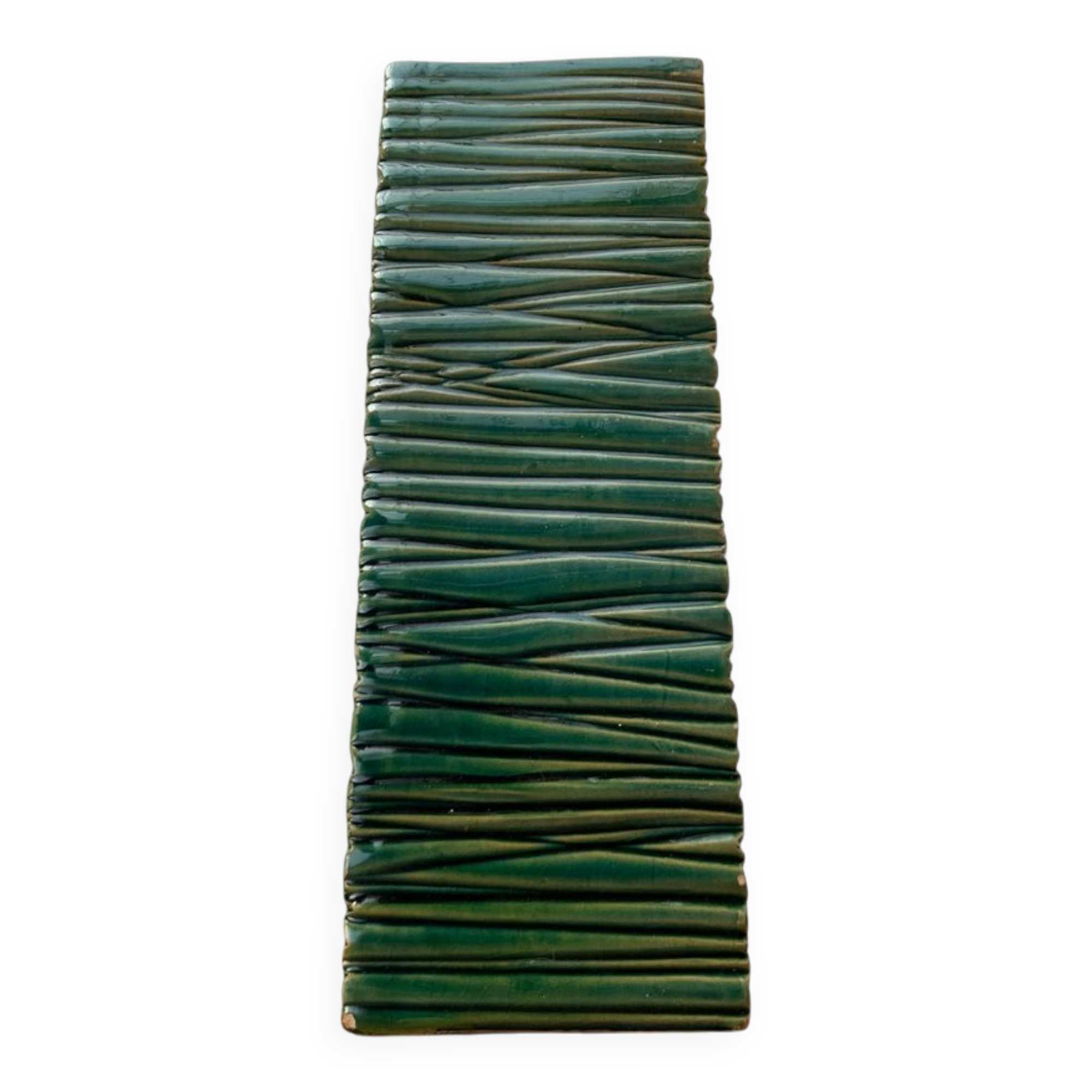 Minimalist block vase in Italian pottery from the mid-century by Bitossi, 1960s.