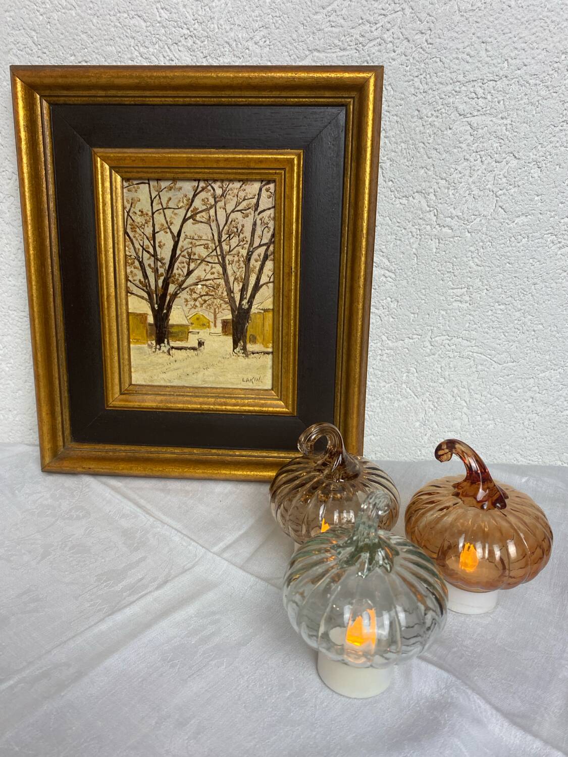 Oil on canvas signed “The two chestnut trees”