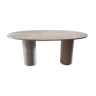 Oval dining table Calypso natural travertine, striated foot 200x100