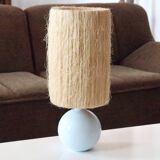 Glass lamp with hemp shade from the 60s