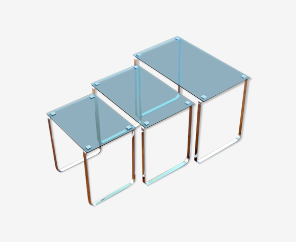 Suite de 3 tables gigognes vintage design 1970