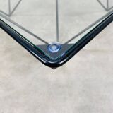 Pyramidal steel wire and glass coffee table