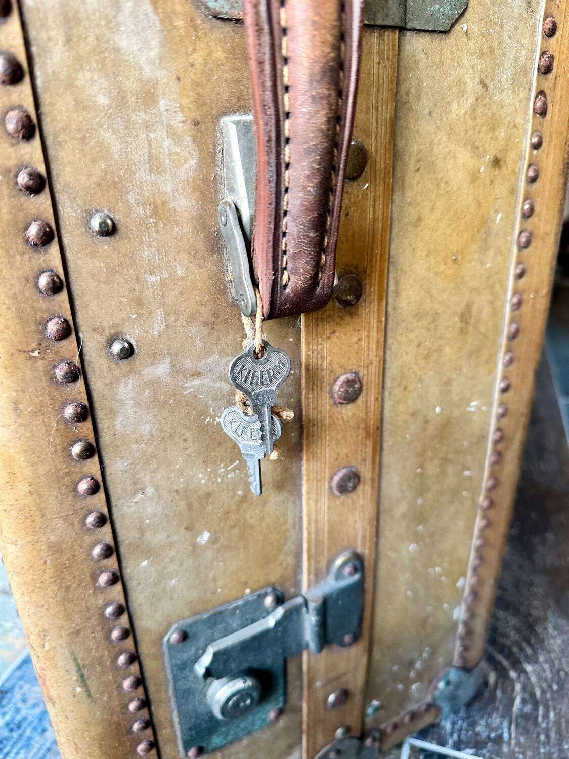 Antique cabin trunk in vellum
