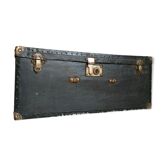 Old navy trunk, wooden chest and vintage leather