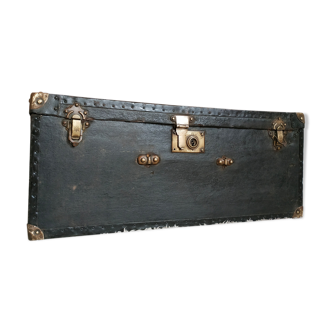 Old navy trunk, wooden chest and vintage leather