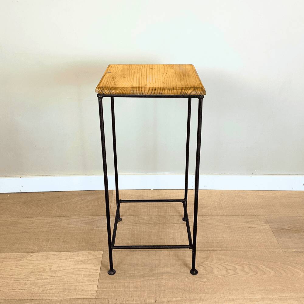 Industrial iron and wood side table