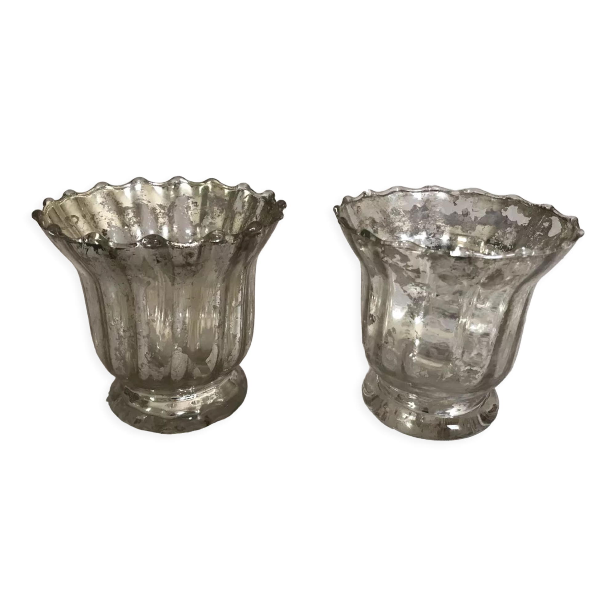 Ensemble 5 Sapins De Noël En Verre Mercurisé Illuminés LED - Hauteur 8,9 à 35,6cm - Décoration Intérieure/extérieure Table, Cheminée, Jardin