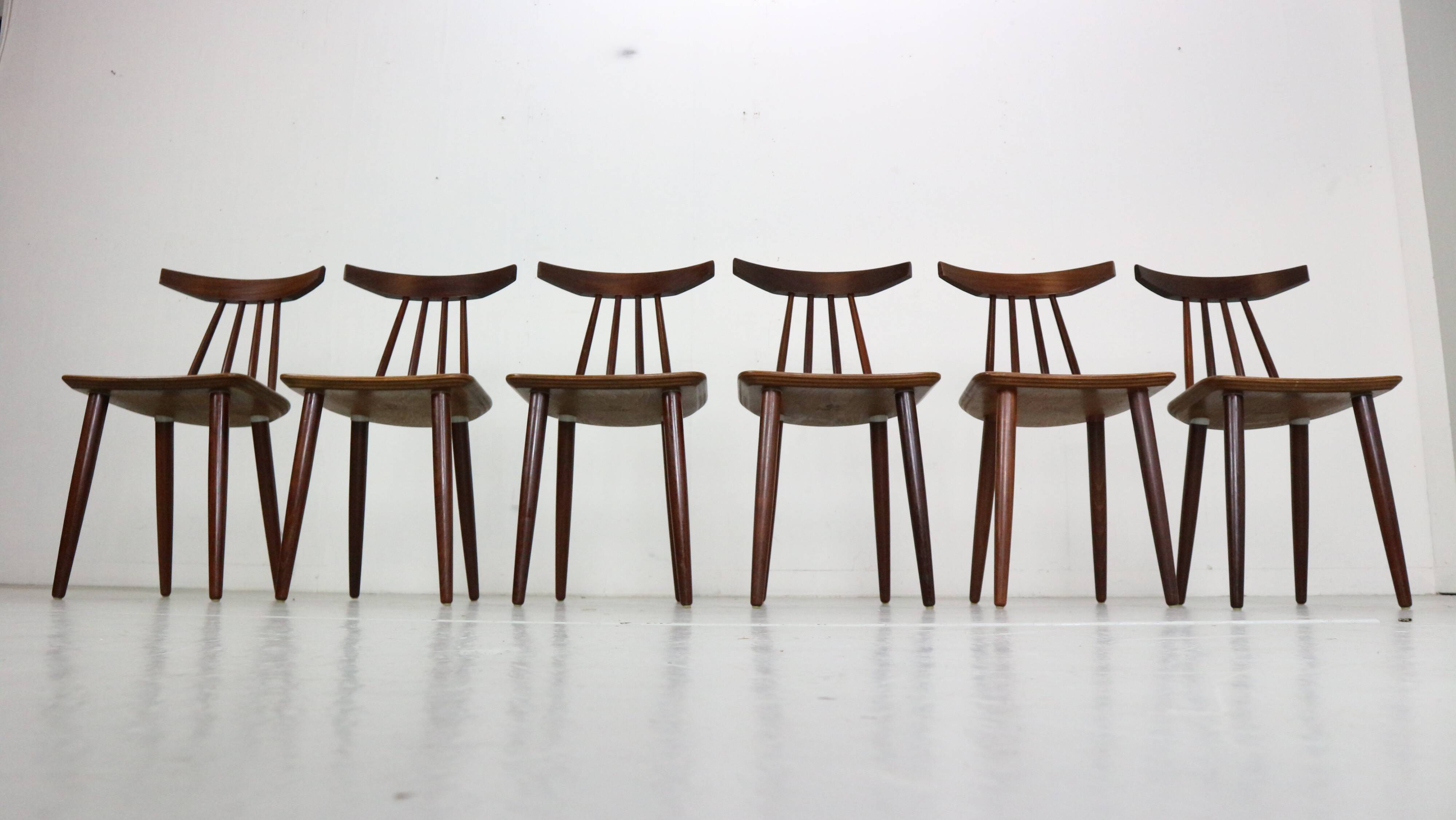 Poul Volther Set Of 6 Dinning Room Chairs "3705" For Fremel Røjle, Denmark, 1960