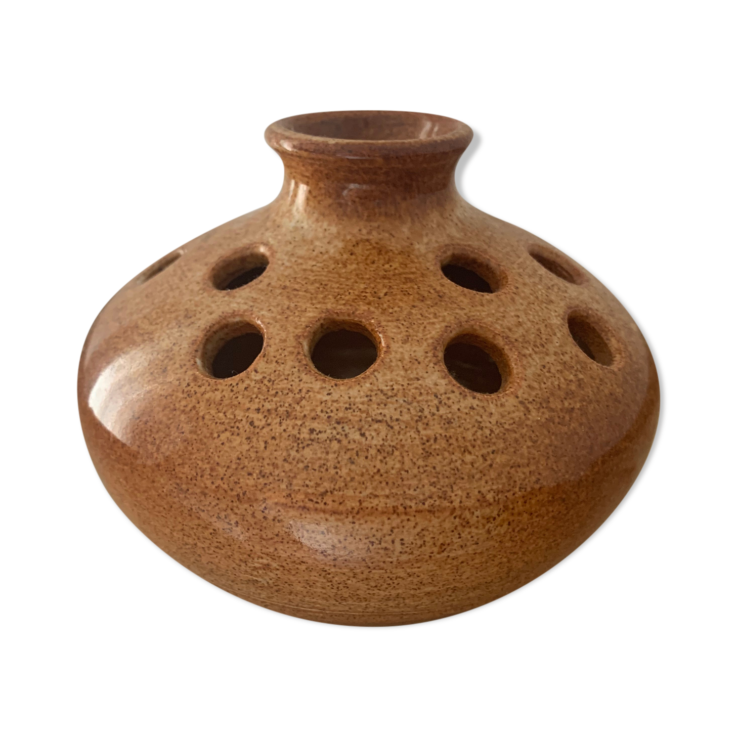 Vase pique-fleurs en grès signe Dehoux