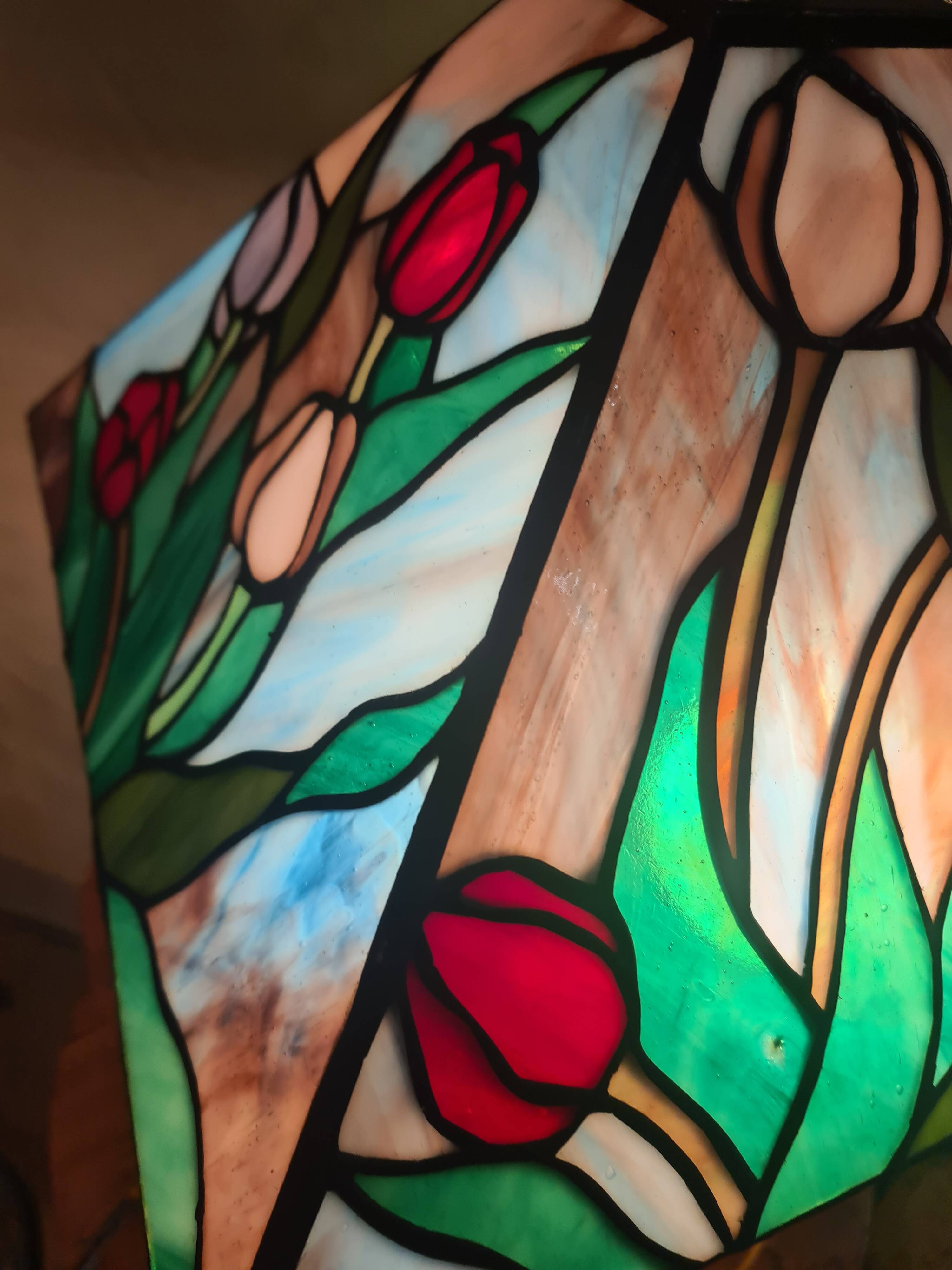 lamp 1975 to 85 origin lampshade stained glass Tiffany style 53x30 el