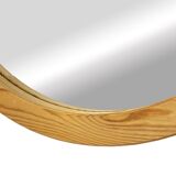 Vintage 70s round pine mirror Swedish design