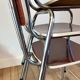 Trio of chairs in light brown formica and cream contour 70s