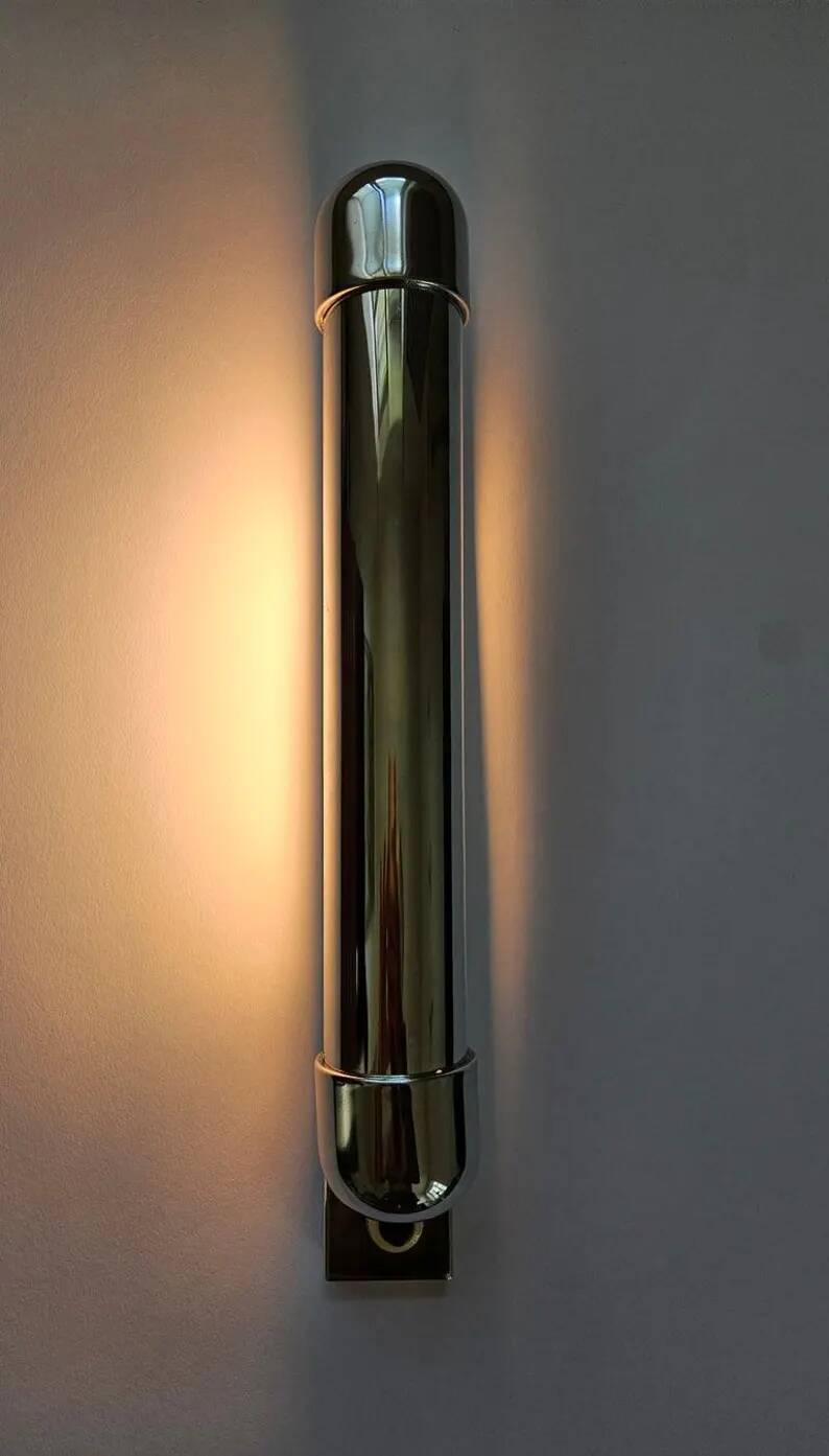 Rare Bauhaus, Art Deco, Functionalism never used Chrome Wall Lamp, 1930s