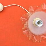 1930s Clear and Milk White Glass Ruffled Lampshade