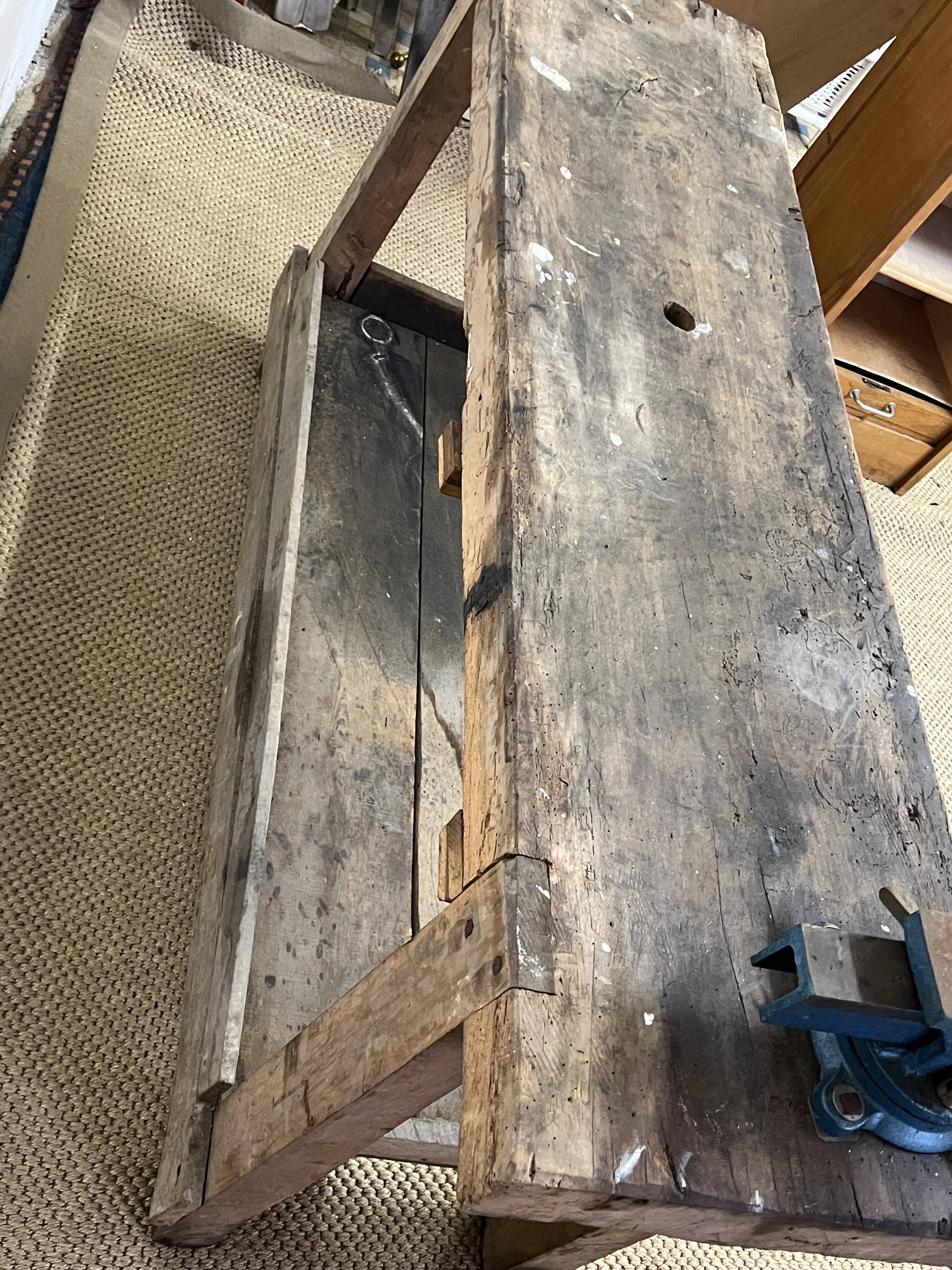 Old wooden craft workbench