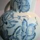 Art Nouveau toilet broc, blue-grey Iris décor, signed Longchamp