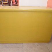 Large yellow painted pine farmhouse chest of drawers - Hungary 1940s, rustic style