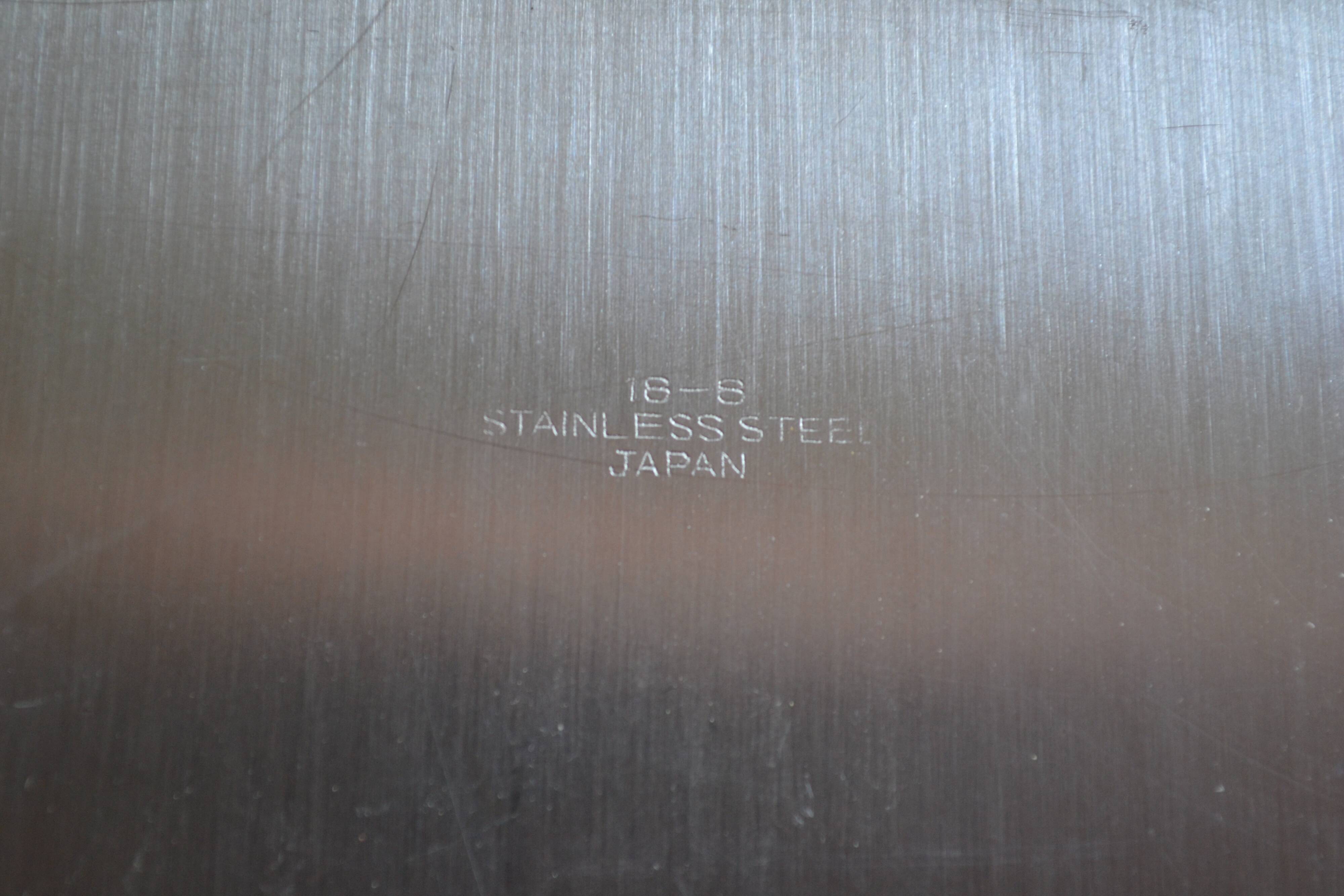 Plat de service vintage inox poignées teck made in Japan