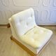 Vintage brutalist armchair in oak – ecru boucle fabric