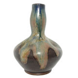 Vase coloquinte en grès émaillé. Signé