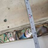 digestive service, glass and tray in silver metal Mexican abalone
