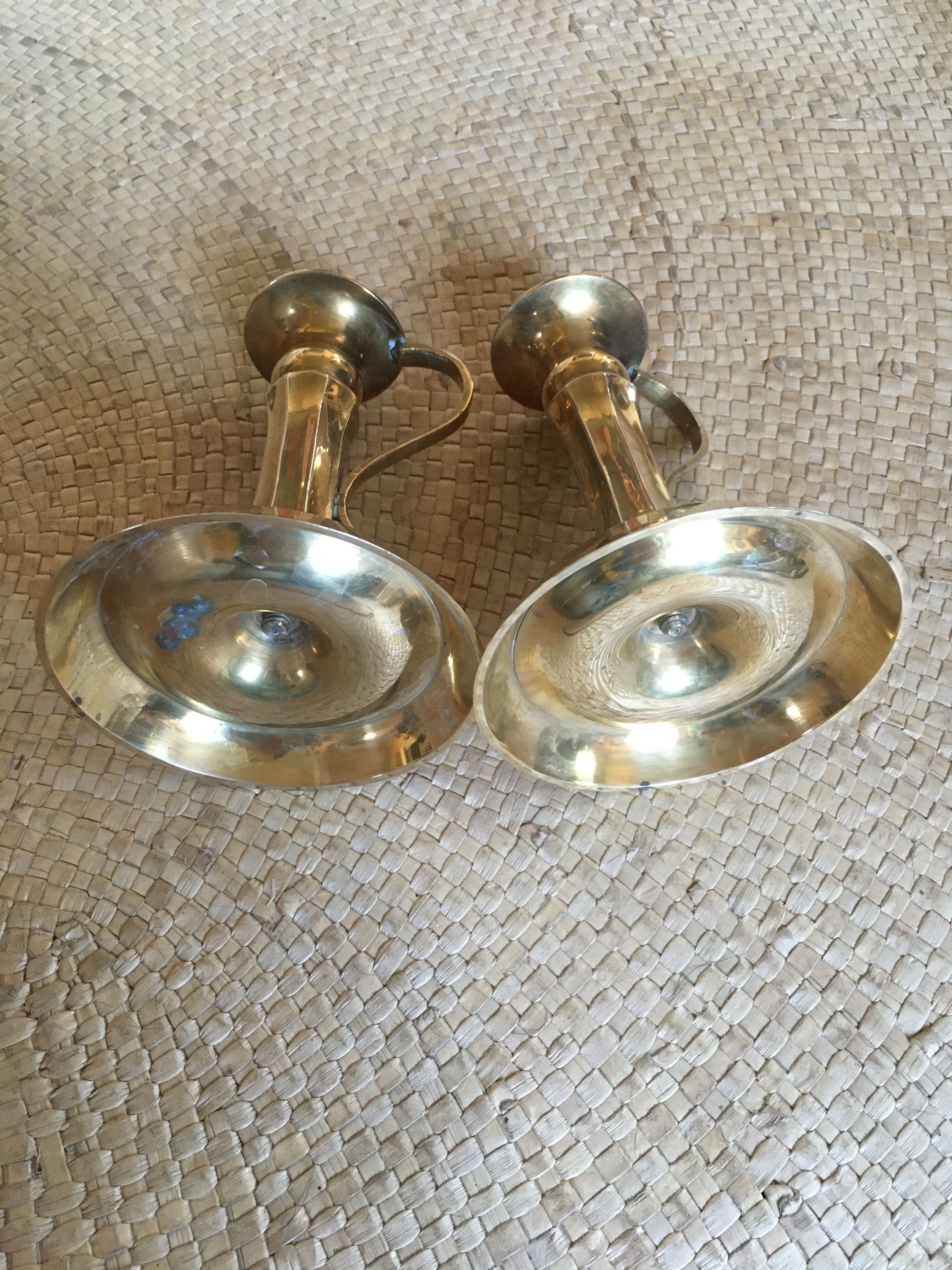 Duo of brass candlesticks