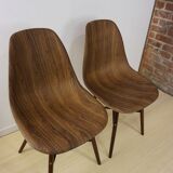 Set of 4 chairs in ABS, wood and metal