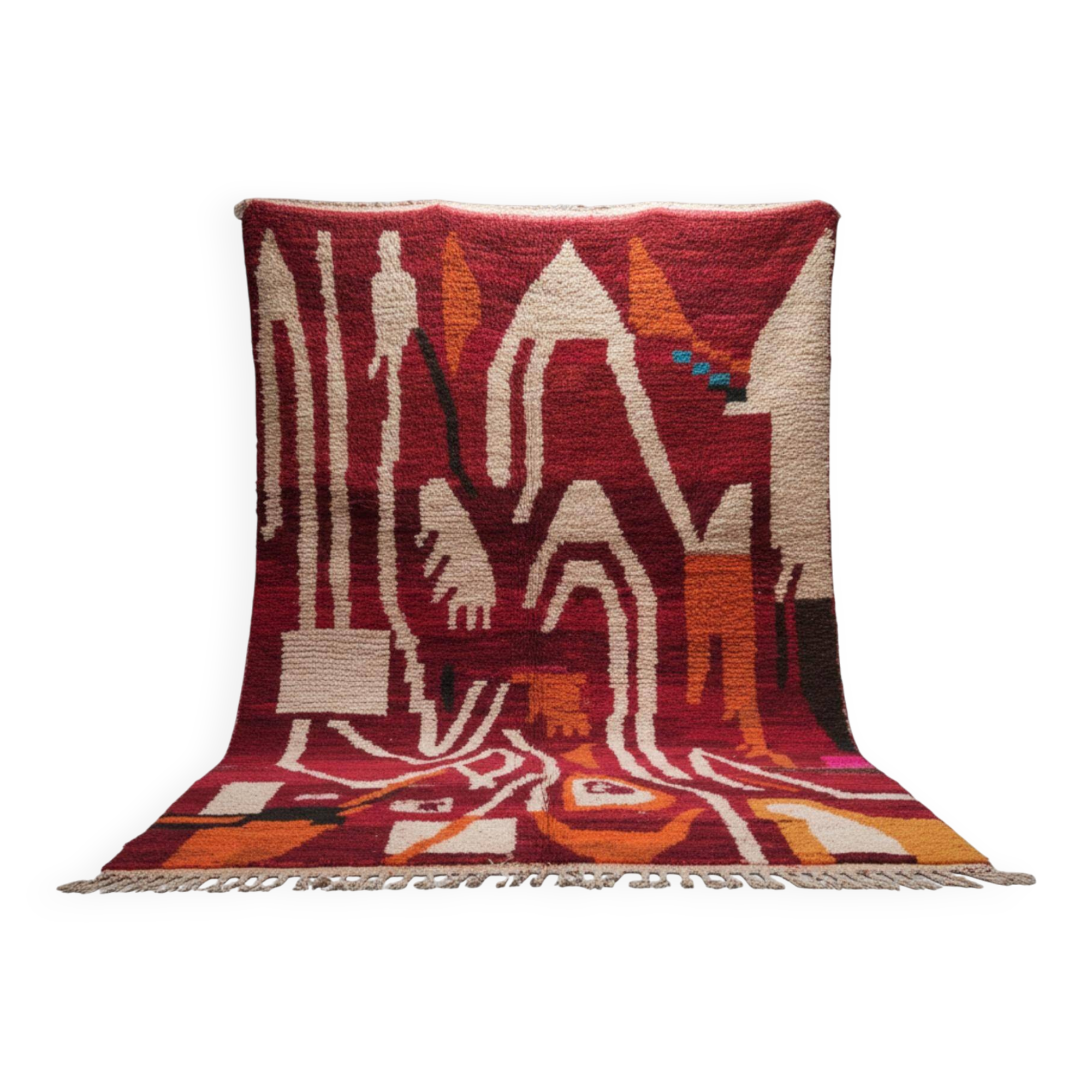 Authentic Moroccan wool rug handwoven, 250x150 cm.