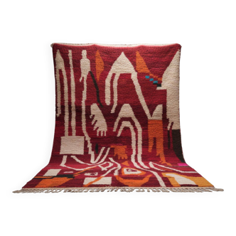 Authentic Moroccan wool rug handwoven, 250x150 cm.