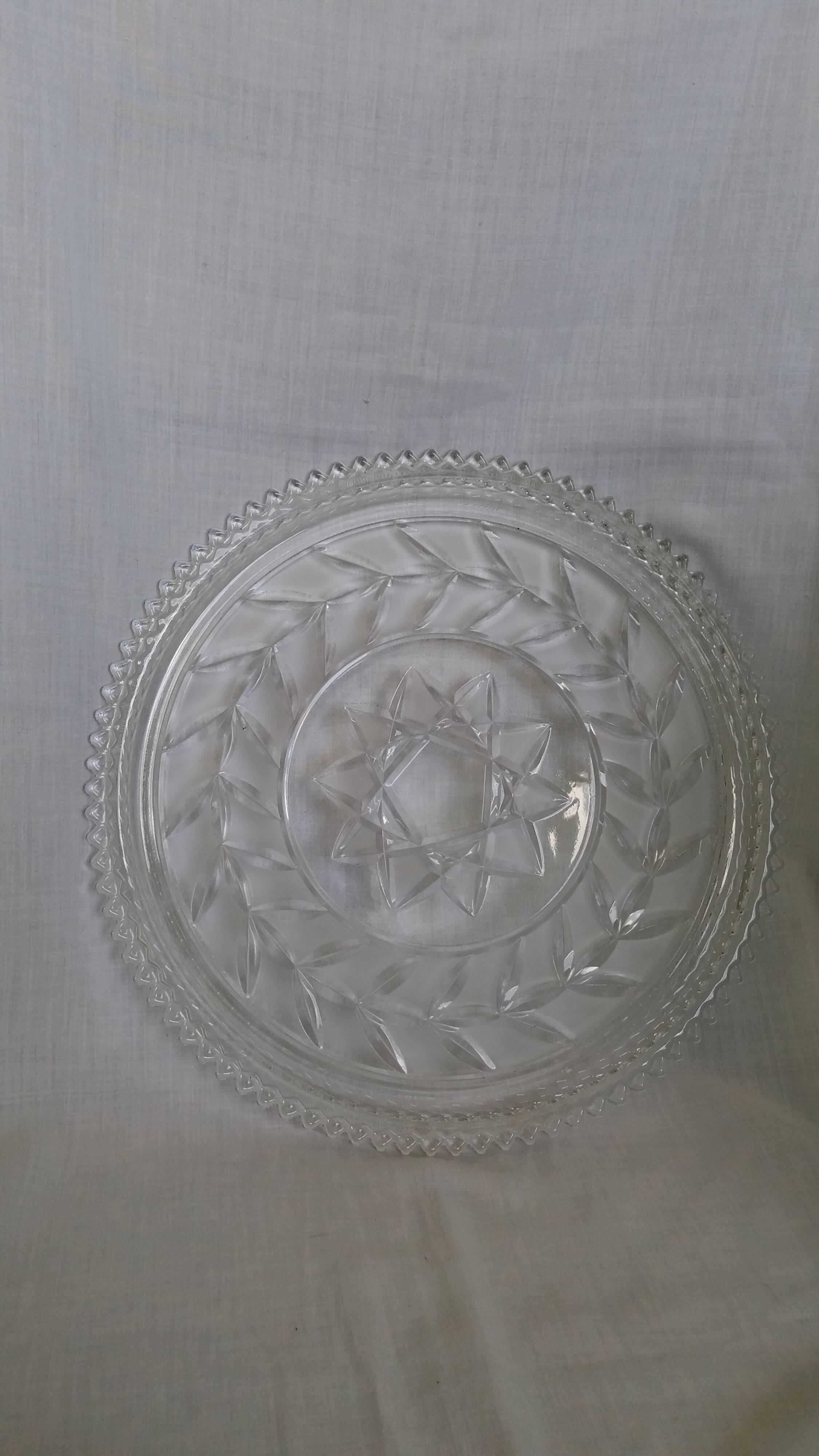 Pie dish, cut glass presentation plate by Walther Glass.