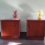 Lot of 2 vintage wooden bedside tables 70s