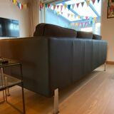 De sede black and grey sofa in leather and fabric